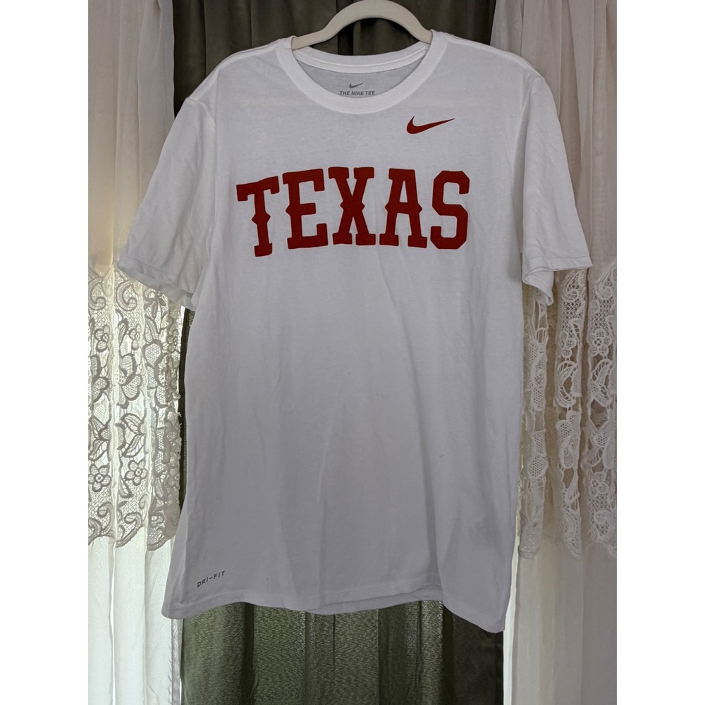 Nike T-Shirt Mens Large White Excellent Texas Longhorns Dri-FIT Athletic Cut